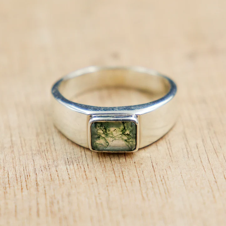 Mystic Radiance – The Rutile Peridot Emerald Shape Ring | Quotidian Opulence Collection