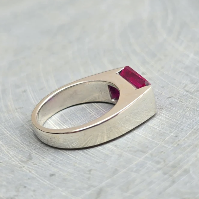 Scarlet Majesty – The Emerald-Cut Ruby Ring | Quotidian Opulence Collection