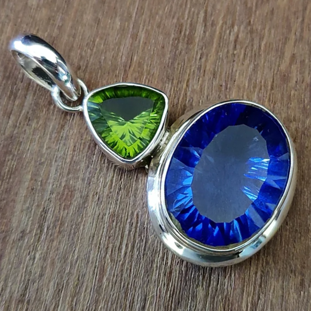 Harmonious Symphony – Blue Sapphire and Green Tourmaline Earrings | Whispers of Nature Collection