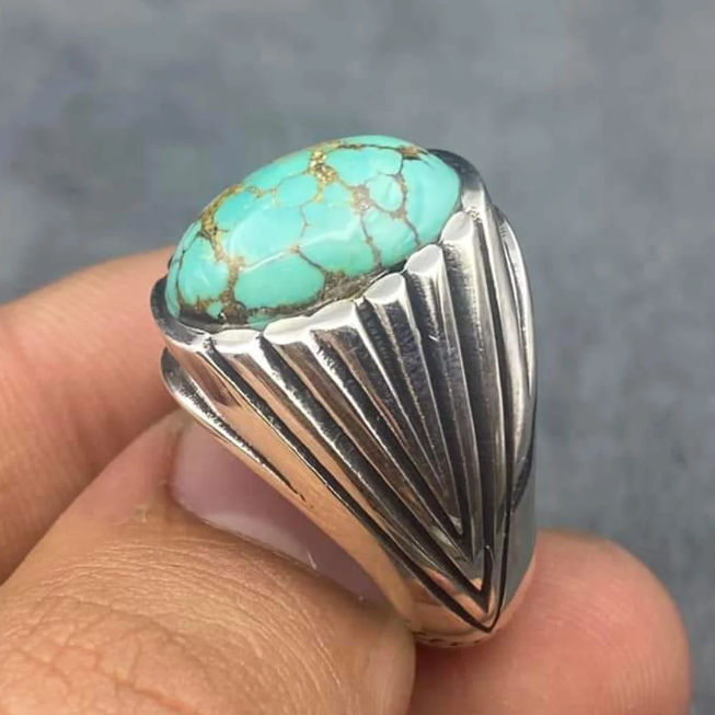 Turquoise Onyx, Cap Shape, sterling silver ring