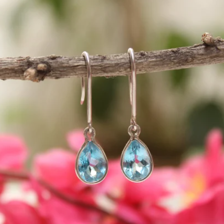Earrings, Moissanite Diamond, Sterling Silver
