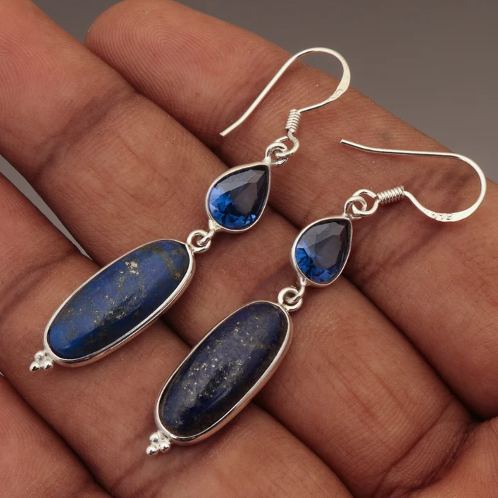Celestial Harmony – Zirconia and Lapis Lazuli Earrings