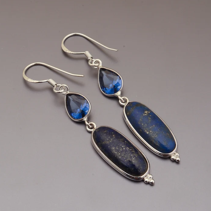 Celestial Harmony – Zirconia and Lapis Lazuli Earrings