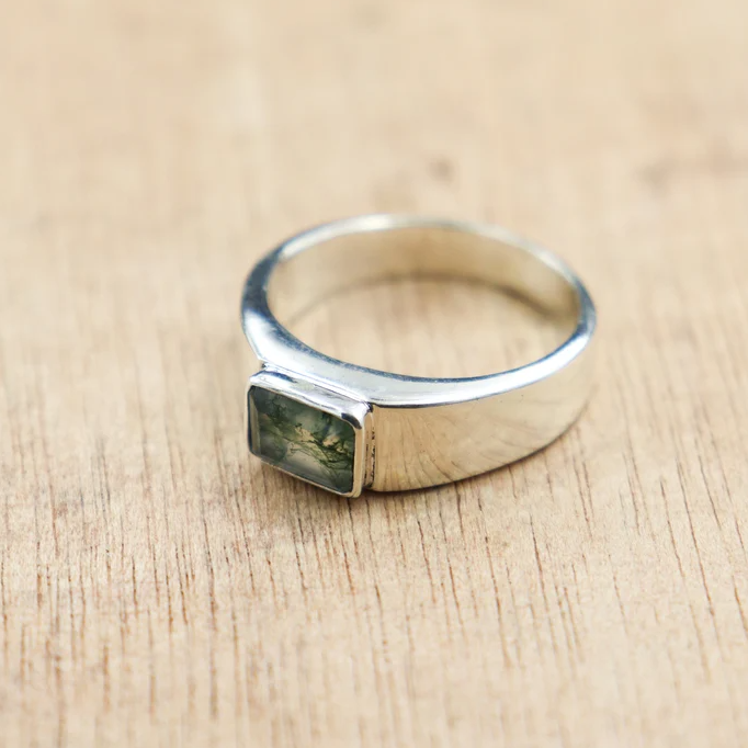 Mystic Radiance – The Rutile Peridot Emerald Shape Ring | Quotidian Opulence Collection