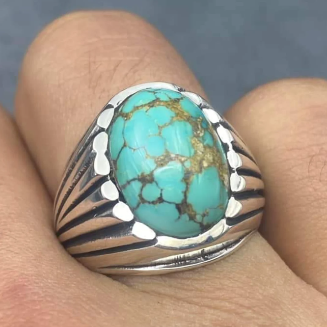 Turquoise Onyx, Cap Shape, sterling silver ring