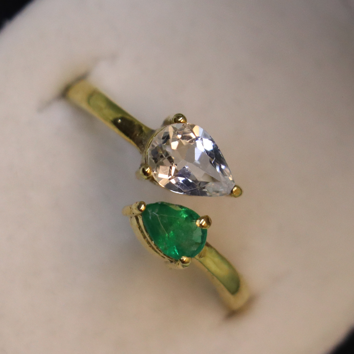 Toi et Moi – Pear-Shaped Emerald and Topaz Gold Ring | Sovereign Splendor | Forbidden Collection