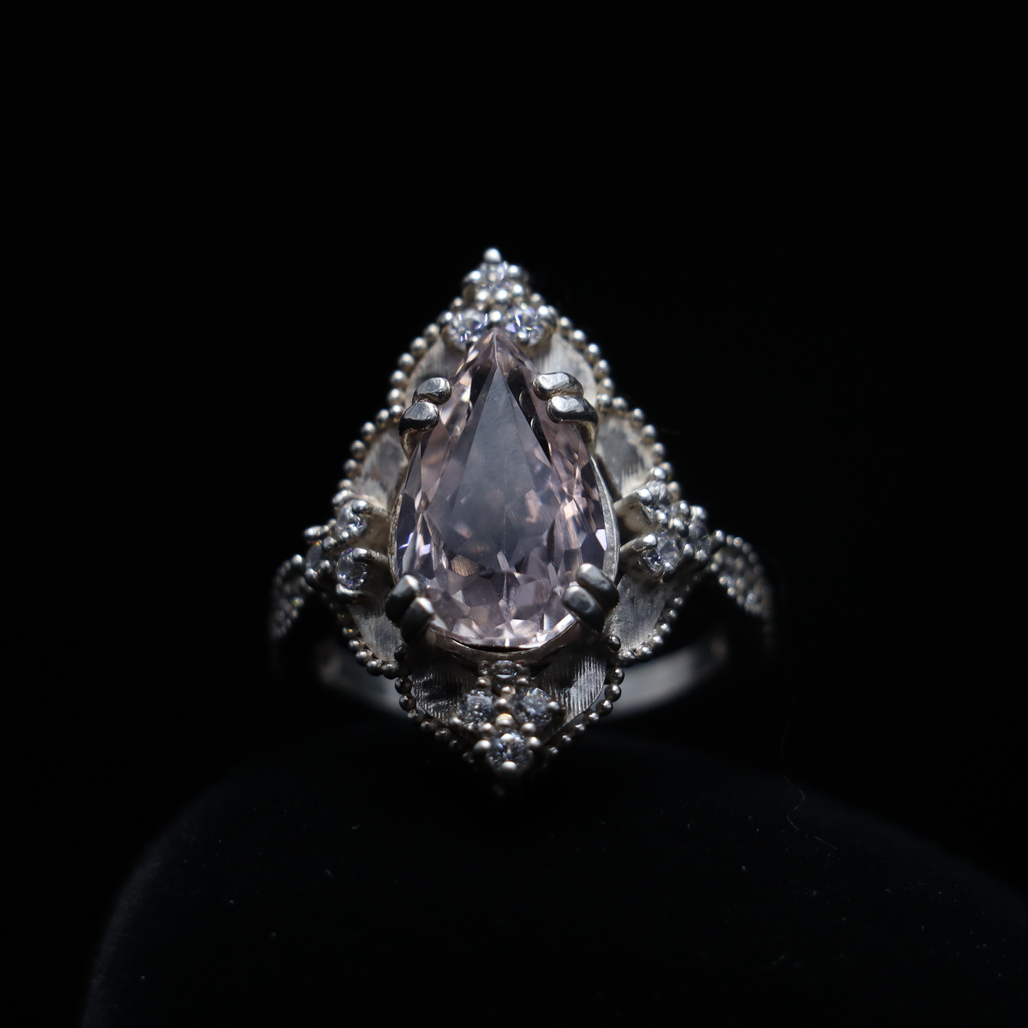 Radiance – Gold Topaz Pear-Shaped Gemstone with Moissanite Diamond Ring | Sovereign Splendor | Forbidden Collection