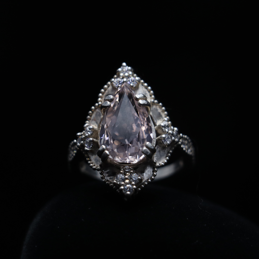 Radiance – Gold Topaz Pear-Shaped Gemstone with Moissanite Diamond Ring | Sovereign Splendor | Forbidden Collection